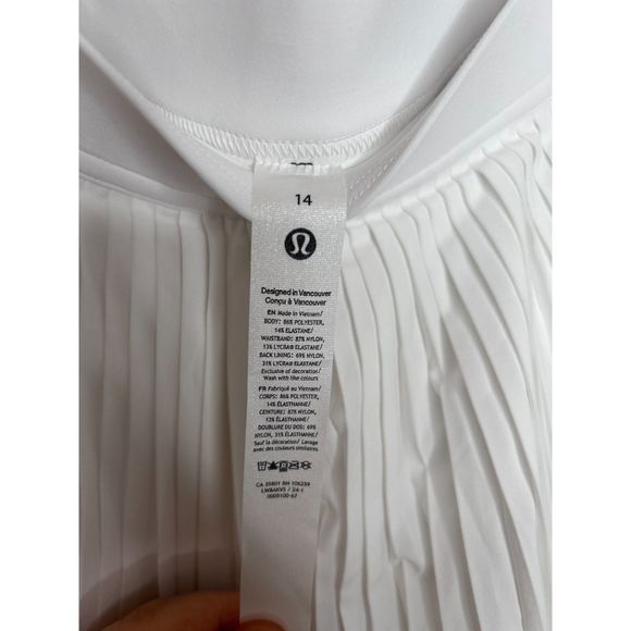Lululemon High-Rise Varsity  Pleated Tennis Skirt White Size 14 NWT - Picture 4 of 4